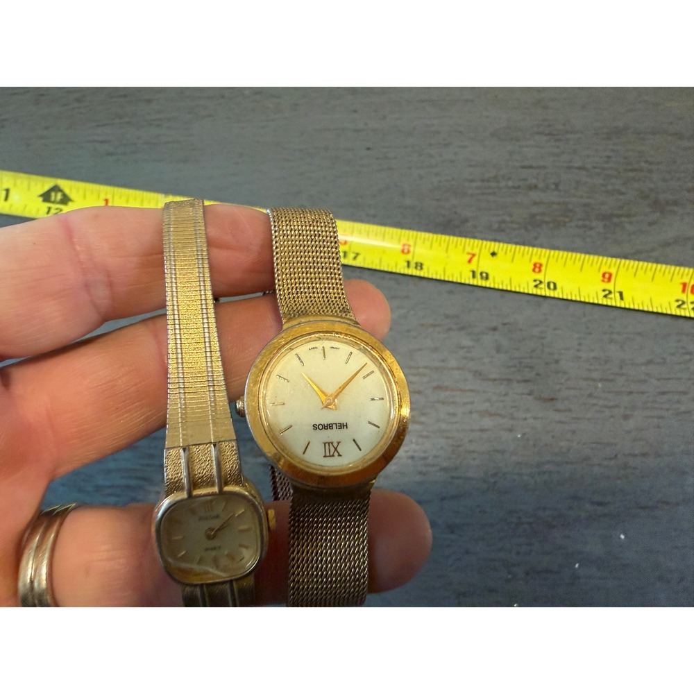 UNTESTED Vintage Helbros and Pulsar Gold Tone Mesh Band Womens Watch Lot of 2